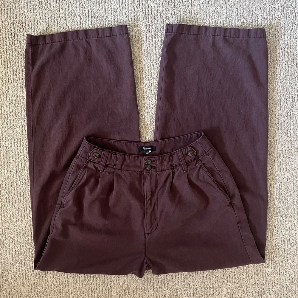Madewell The Harlow Wide-Leg Chocolate Raisin Pant Standard Size 4
